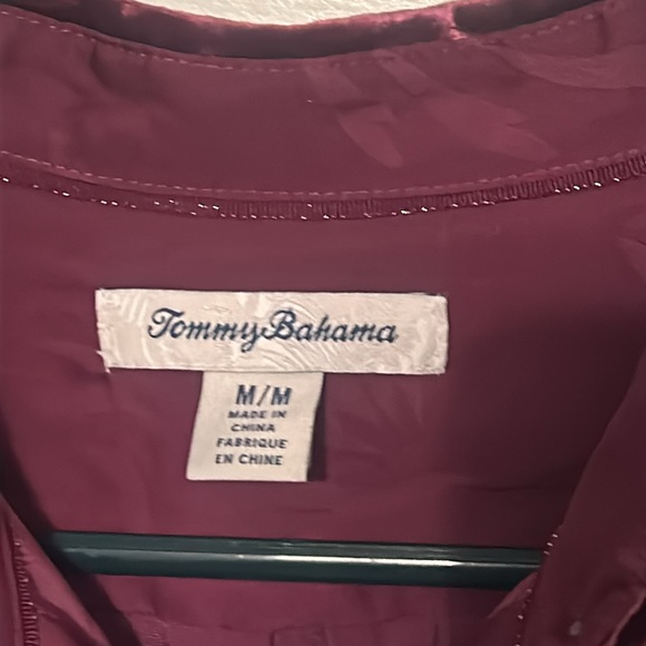 Tommy Bahama Velvet Sands Silk Blend LS Shirt Red Medium - Picture 4 of 9